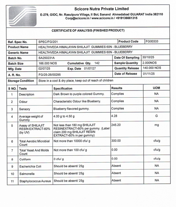 HEALTH VEDA HIMALAYAN SHILAJIT GUMMIES
